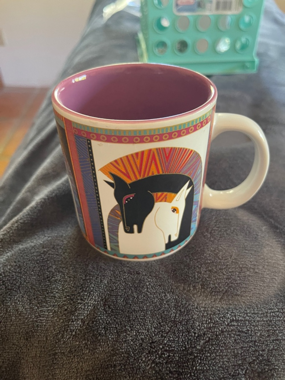 Laurel Burch White Mug with Multicolor Bird Accent